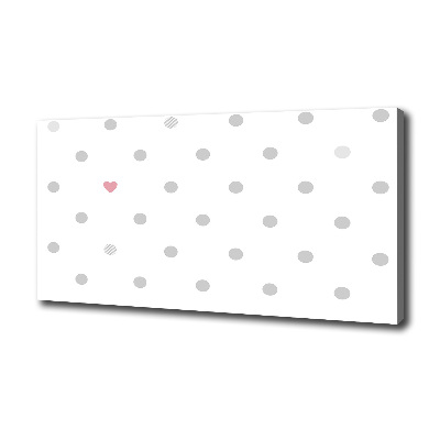 Cuadro canvas moderno de gran formato horizontal Puntos y corazones