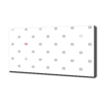 Cuadro canvas moderno de gran formato horizontal Puntos y corazones