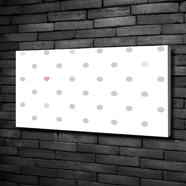 Cuadro canvas moderno de gran formato horizontal Puntos y corazones