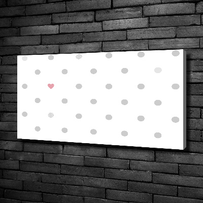 Cuadro canvas moderno de gran formato horizontal Puntos y corazones