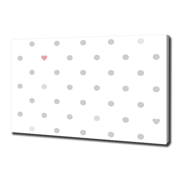 Cuadro canvas moderno de gran formato horizontal Puntos y corazones