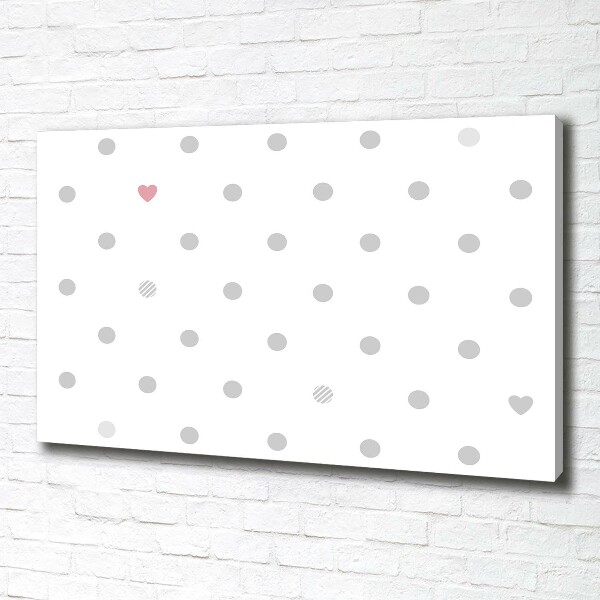 Cuadro canvas moderno de gran formato horizontal Puntos y corazones
