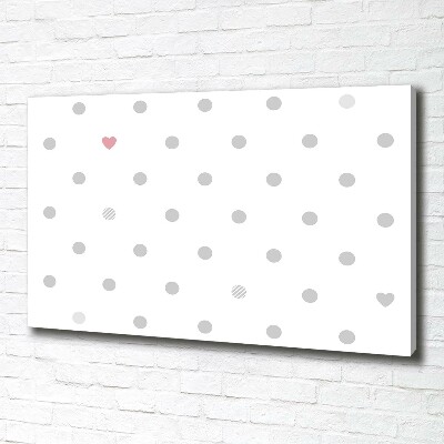 Cuadro canvas moderno de gran formato horizontal Puntos y corazones