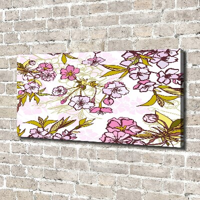 Cuadro canvas con impresión uv duradera horizontal flores de cerezo