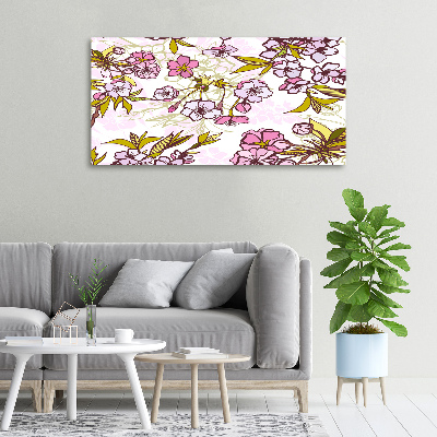Cuadro canvas con impresión uv duradera horizontal flores de cerezo
