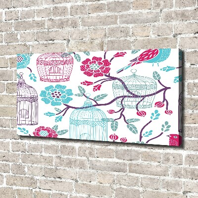 Cuadro canvas con impresión uv duradera horizontal Jaulas para pájaros