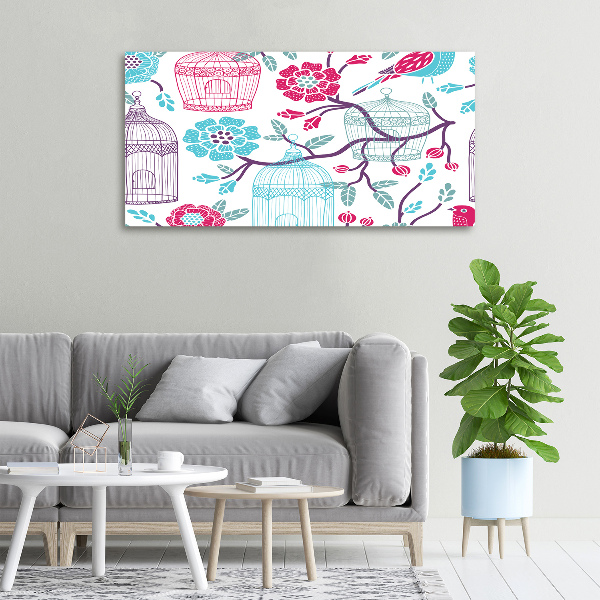 Cuadro canvas con impresión uv duradera horizontal Jaulas para pájaros