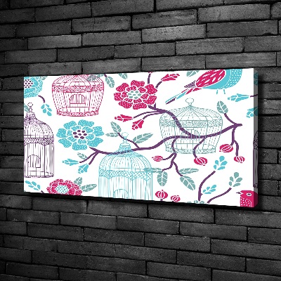 Cuadro canvas con impresión uv duradera horizontal Jaulas para pájaros
