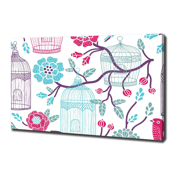 Cuadro canvas con impresión uv duradera horizontal Jaulas para pájaros