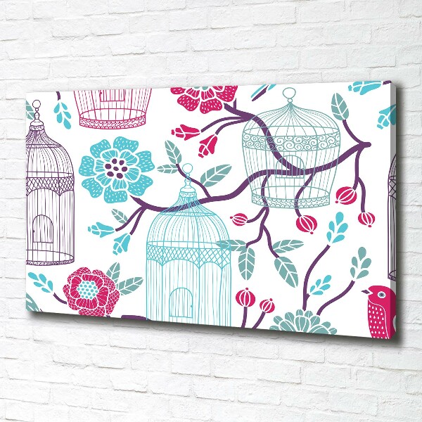 Cuadro canvas con impresión uv duradera horizontal Jaulas para pájaros