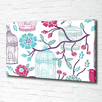 Cuadro canvas con impresión uv duradera horizontal Jaulas para pájaros