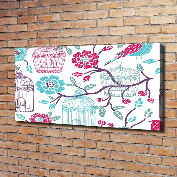 Cuadro canvas con impresión uv duradera horizontal Jaulas para pájaros