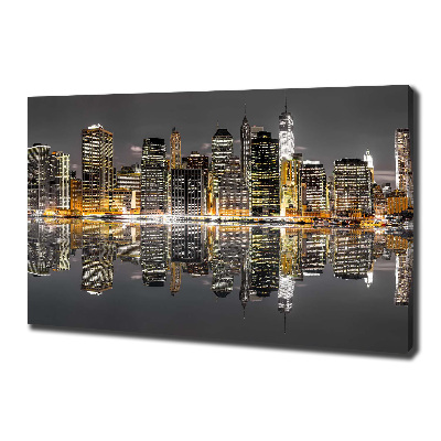 Fotocuadro en lienzo de alta calidad horizontal Nueva York de noche