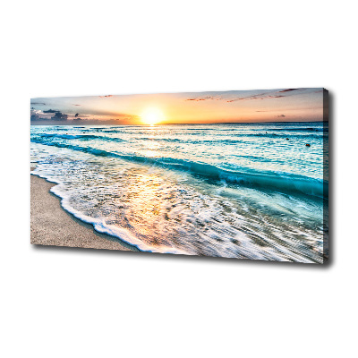 Cuadro canvas moderno de gran formato horizontal Playa al atardecer