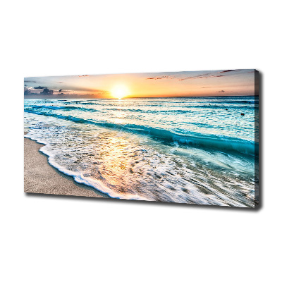 Cuadro canvas moderno de gran formato horizontal Playa al atardecer