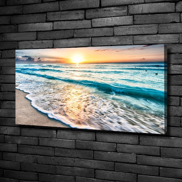 Cuadro canvas moderno de gran formato horizontal Playa al atardecer