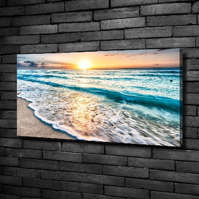 Cuadro canvas moderno de gran formato horizontal Playa al atardecer