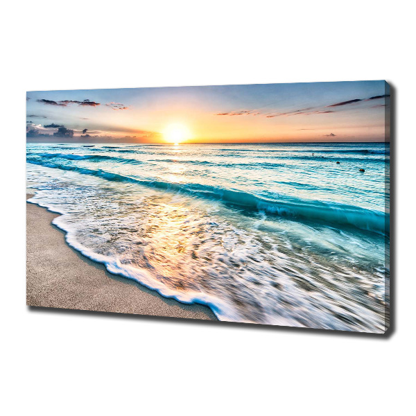 Cuadro canvas moderno de gran formato horizontal Playa al atardecer