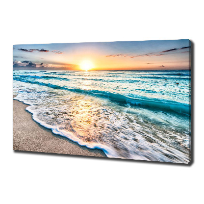 Cuadro canvas moderno de gran formato horizontal Playa al atardecer