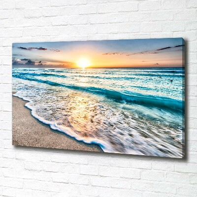 Cuadro canvas moderno de gran formato horizontal Playa al atardecer