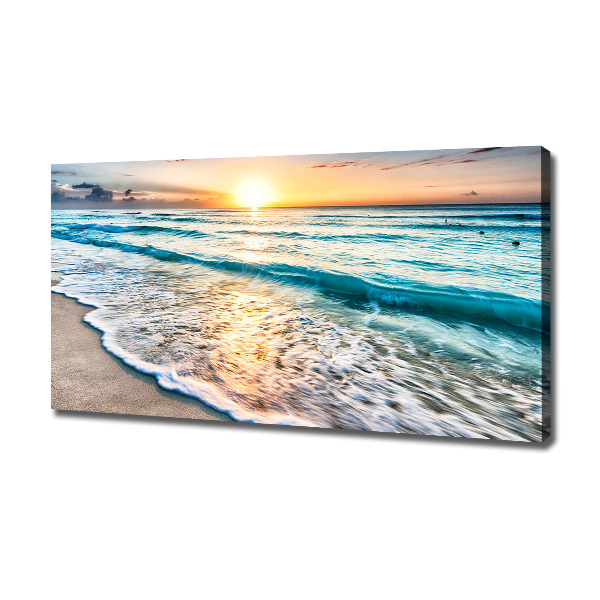 Cuadro canvas moderno de gran formato horizontal Playa al atardecer