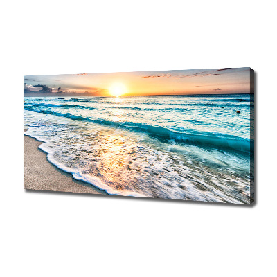 Cuadro canvas moderno de gran formato horizontal Playa al atardecer