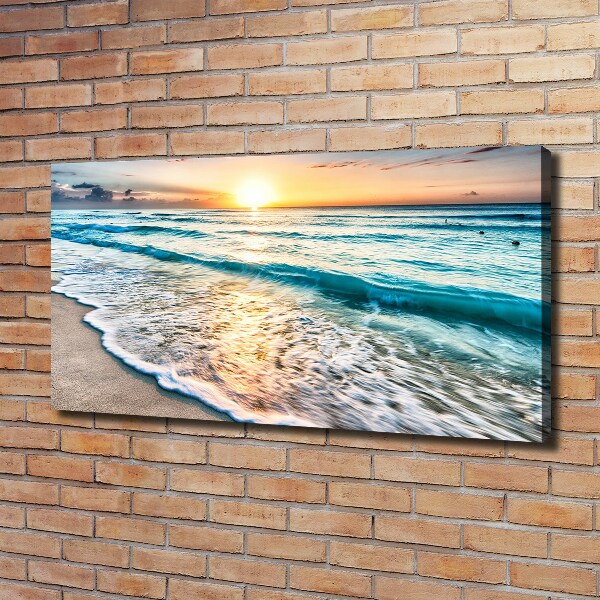 Cuadro canvas moderno de gran formato horizontal Playa al atardecer