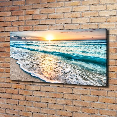 Cuadro canvas moderno de gran formato horizontal Playa al atardecer