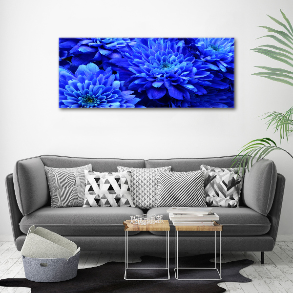 Cuadro canvas moderno de gran formato horizontal Aster azul