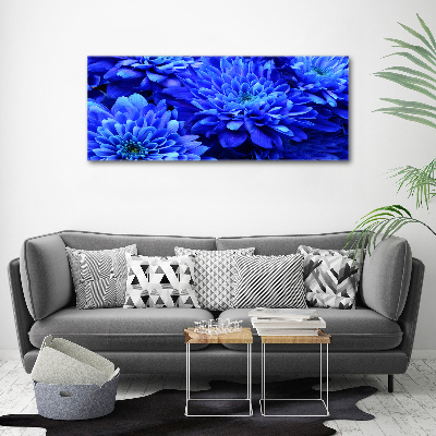 Cuadro canvas moderno de gran formato horizontal Aster azul