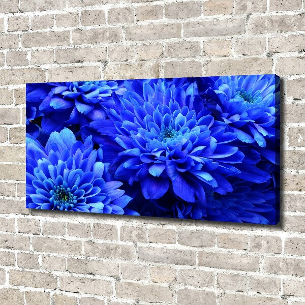 Cuadro canvas moderno de gran formato horizontal Aster azul