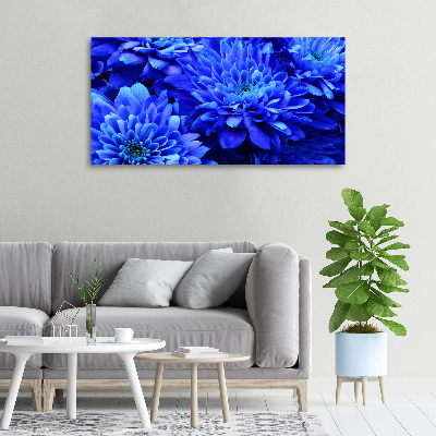 Cuadro canvas moderno de gran formato horizontal Aster azul