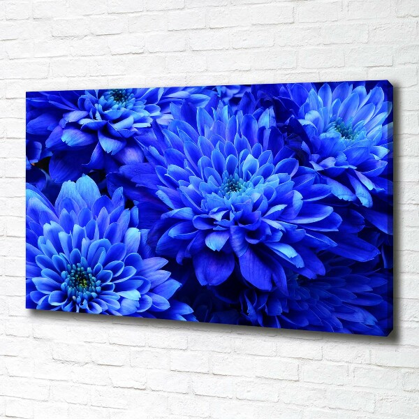 Cuadro canvas moderno de gran formato horizontal Aster azul