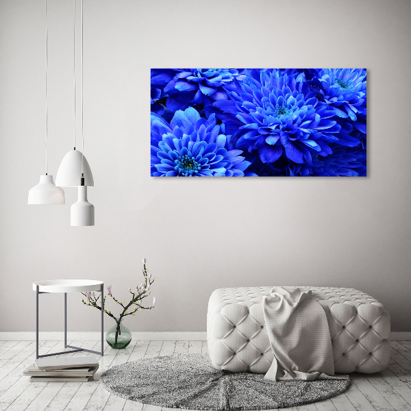 Cuadro canvas moderno de gran formato horizontal Aster azul