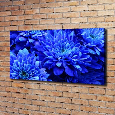 Cuadro canvas moderno de gran formato horizontal Aster azul