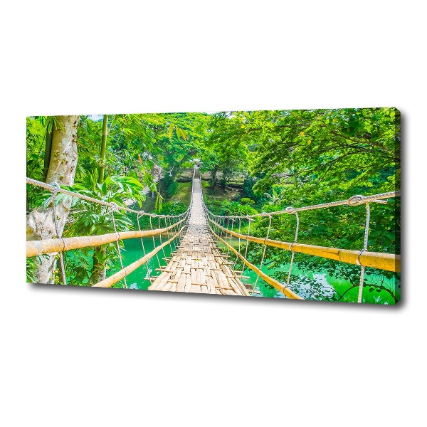 Cuadro canvas con impresión uv duradera horizontal Puente del bosque de bambú