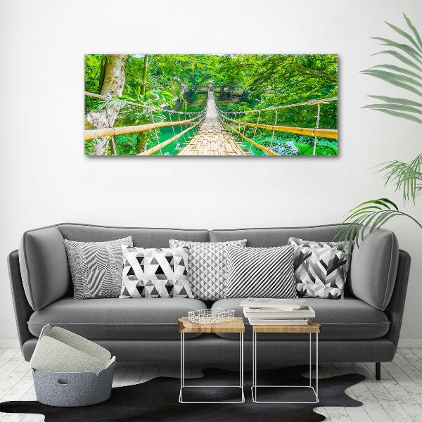 Cuadro canvas con impresión uv duradera horizontal Puente del bosque de bambú