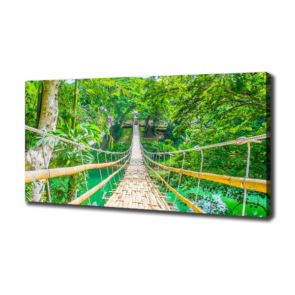 Cuadro canvas con impresión uv duradera horizontal Puente del bosque de bambú