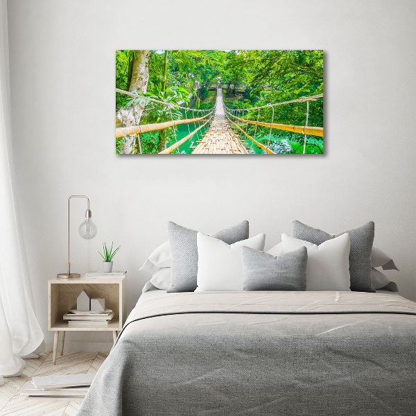 Cuadro canvas con impresión uv duradera horizontal Puente del bosque de bambú