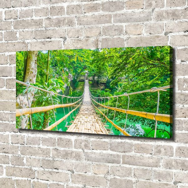 Cuadro canvas con impresión uv duradera horizontal Puente del bosque de bambú