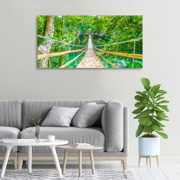 Cuadro canvas con impresión uv duradera horizontal Puente del bosque de bambú