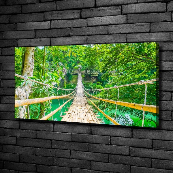 Cuadro canvas con impresión uv duradera horizontal Puente del bosque de bambú