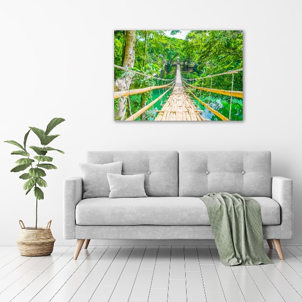 Cuadro canvas con impresión uv duradera horizontal Puente del bosque de bambú