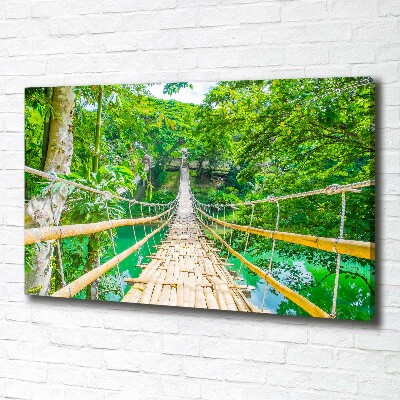 Cuadro canvas con impresión uv duradera horizontal Puente del bosque de bambú