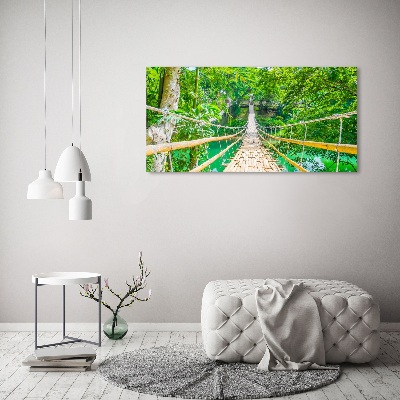 Cuadro canvas con impresión uv duradera horizontal Puente del bosque de bambú
