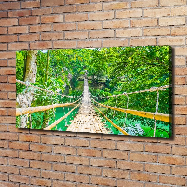 Cuadro canvas con impresión uv duradera horizontal Puente del bosque de bambú