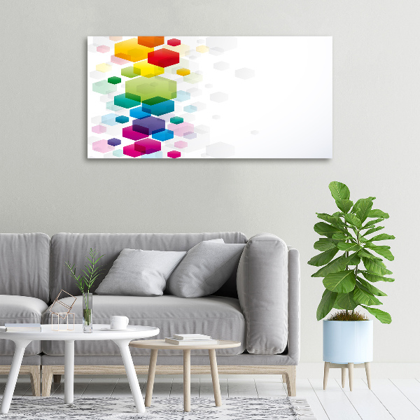 Cuadro canvas moderno de gran formato horizontal Cubos de colores