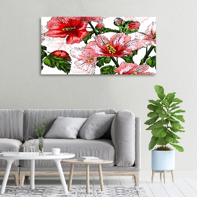 Cuadro canvas con impresión uv duradera horizontal Hibisco