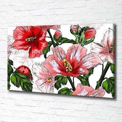 Cuadro canvas con impresión uv duradera horizontal Hibisco