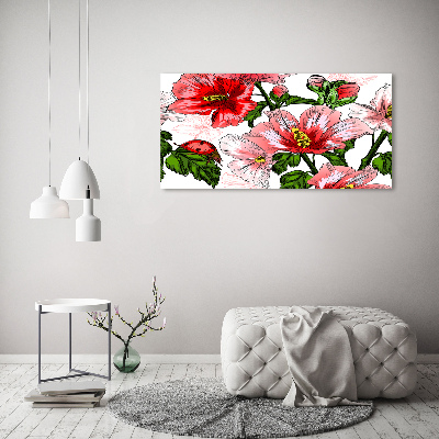 Cuadro canvas con impresión uv duradera horizontal Hibisco